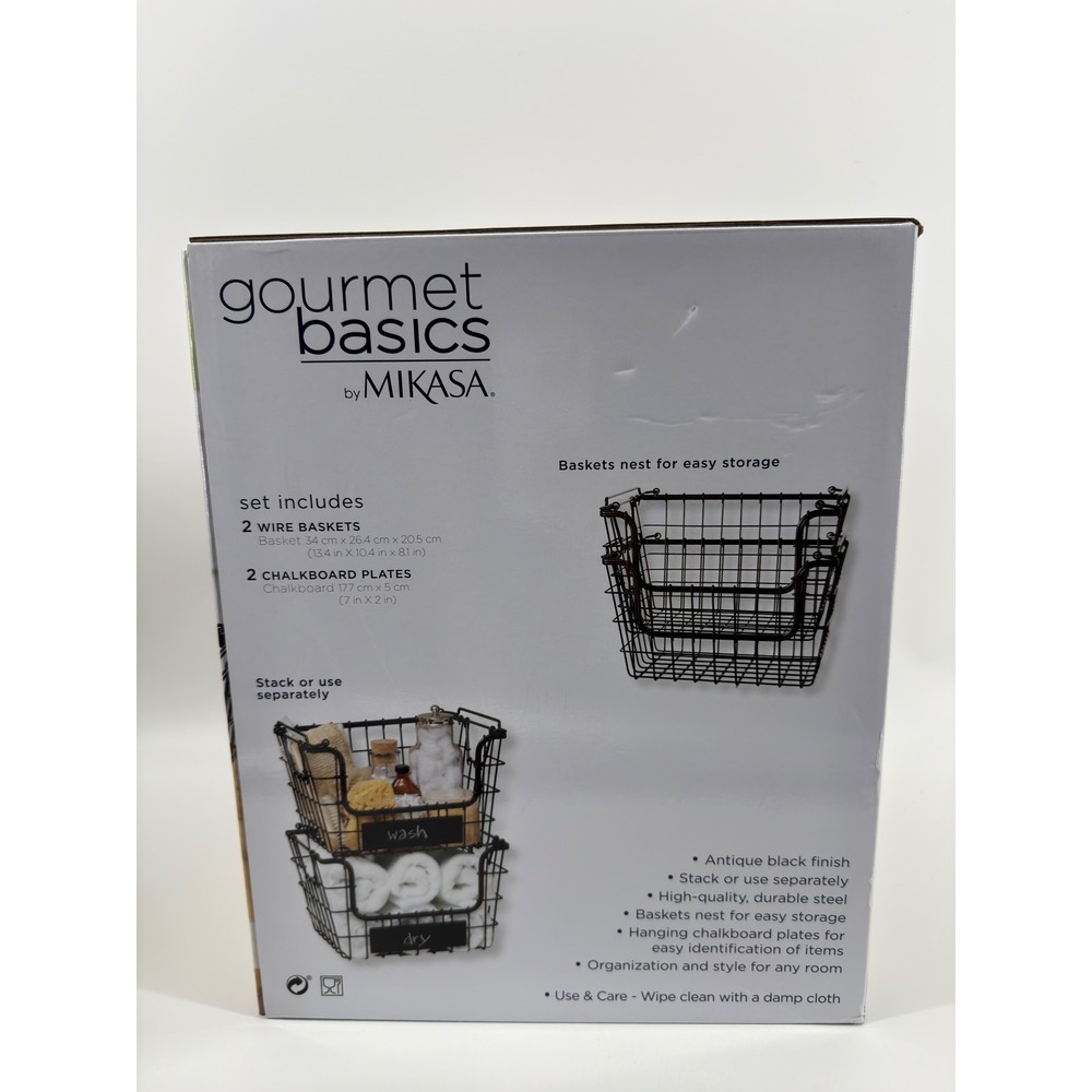Mikasa Gourmet Basics Hartney Stacking Baskets Set of 2 Antique Black 5162146 - Picture 4 of 4